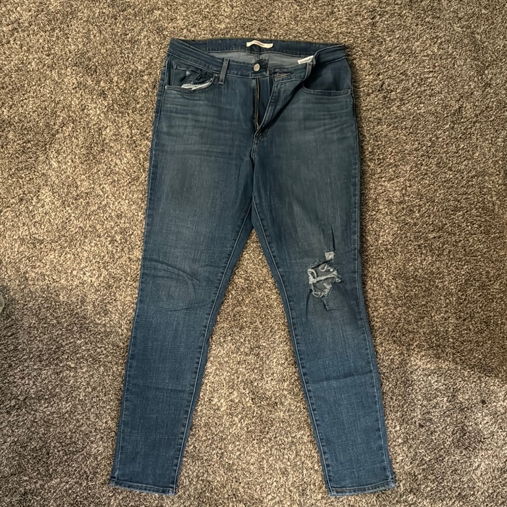 Levi's Blue Skinny Jeans with Distressed Details